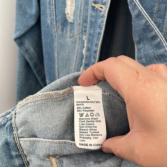 Distressed baby blue jean jacket from Shein - Picture 4 of 5